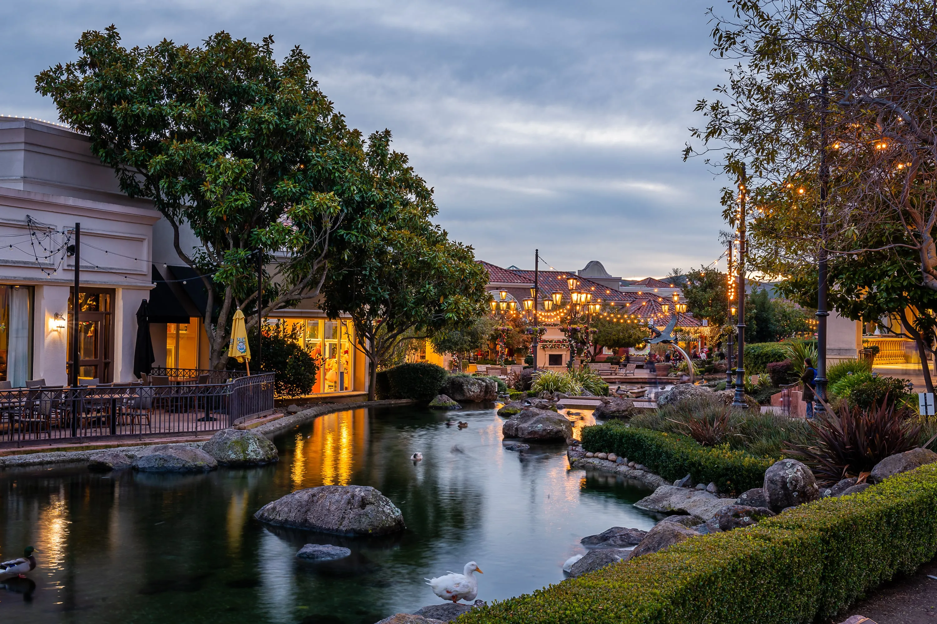 Blackhawk Danville Shopping Center at Night