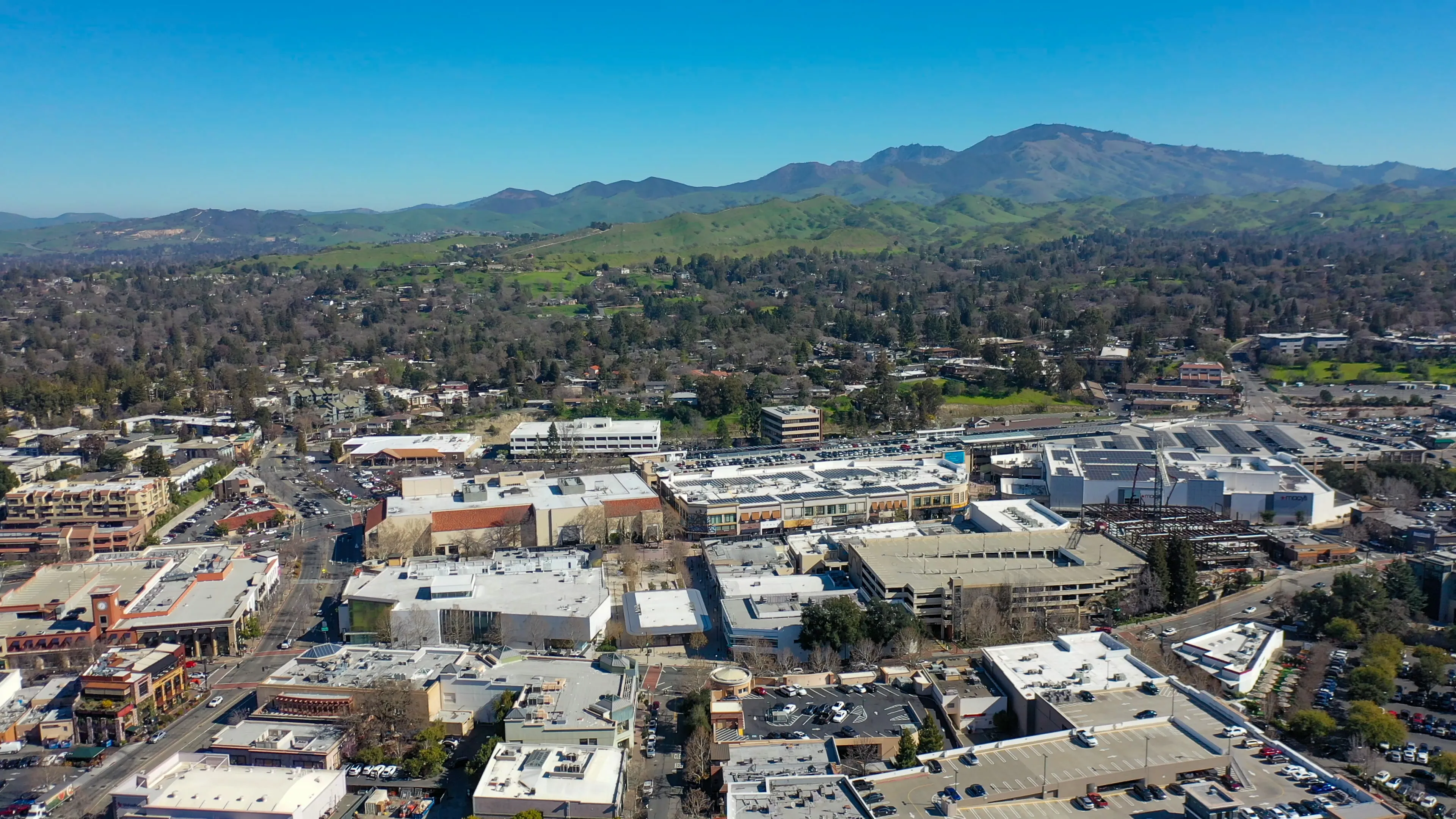 An aerial view of Walnut Creek, CA