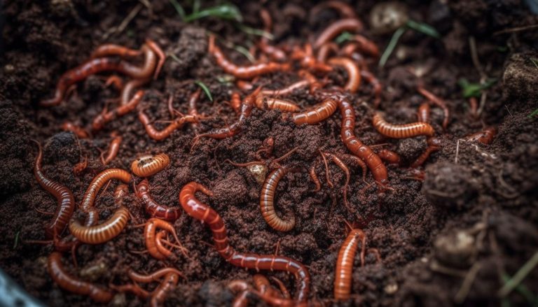 A spooky forest: a large group of millipedes in a spiral generated by AI