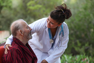 nurse talking to patient