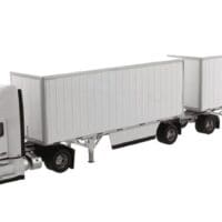 Peterbilt Model 579 Single Axle Day Cab with Wabash National 28' Double Pup Trailers in White