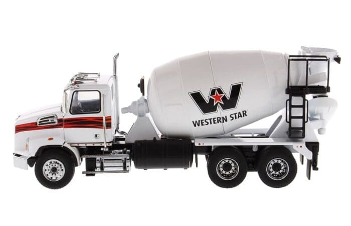 A cement truck with the western star logo on it.