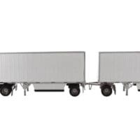 Peterbilt Model 579 Single Axle Day Cab with Wabash National 28' Double Pup Trailers in White - Image 2