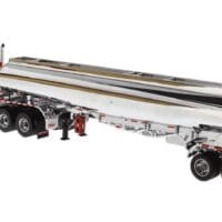 Kenworth T880S SBFA Tandem Day Cab in Red with Pusher Axle and Heil FD9300/DT-C4 Petroleum Tanker Trailer in Chrome - Image 2
