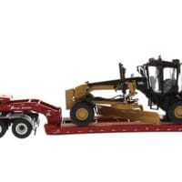 International HX520 Tandem Day Cab Tractor with XL 120 HDG Lowboy Trailer in Red and Cat 12M3 Motor Grader - Transport Series - Image 2