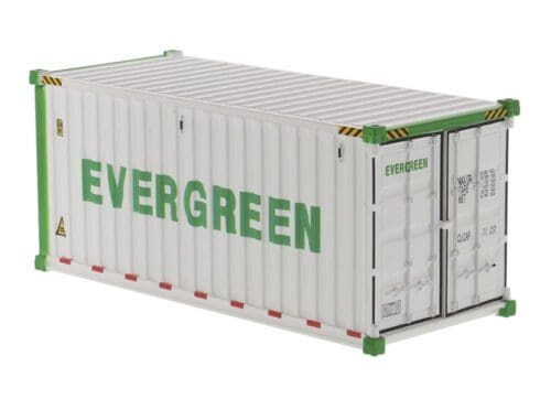 A white container with the word evergreen on it.