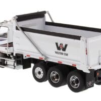 A white dump truck with the words western star on it.