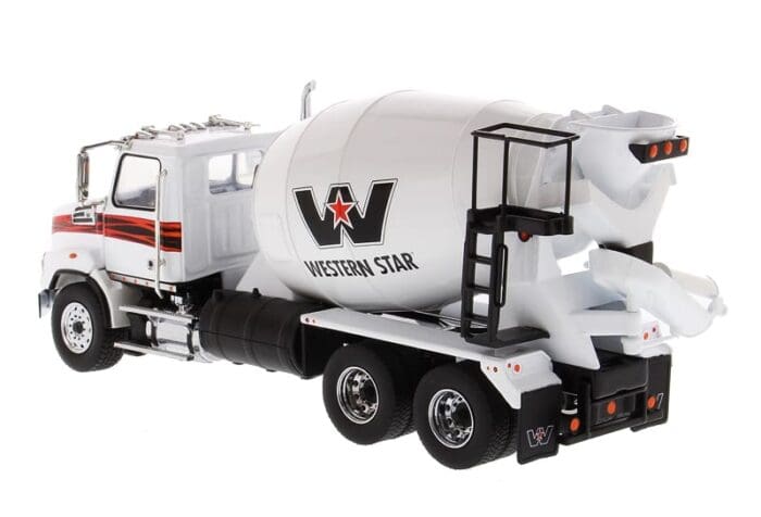 A cement truck with the western star logo on it.