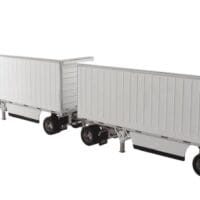 Peterbilt Model 579 Single Axle Day Cab with Wabash National 28' Double Pup Trailers in White - Image 3