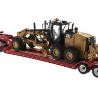 International HX520 Tandem Day Cab Tractor with XL 120 HDG Lowboy Trailer in Red and Cat 12M3 Motor Grader - Transport Series - Image 3