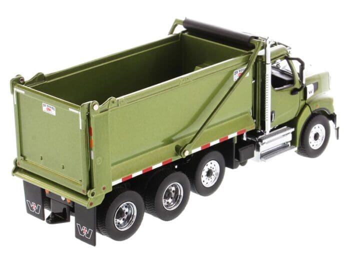 Western Star Tandem Dump Truck with Pusher Axle in Metallic Olive Green