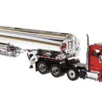 Kenworth T880S SBFA Tandem Day Cab in Red with Pusher Axle and Heil FD9300/DT-C4 Petroleum Tanker Trailer in Chrome - Image 4