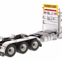 A truck with a large trailer on the back