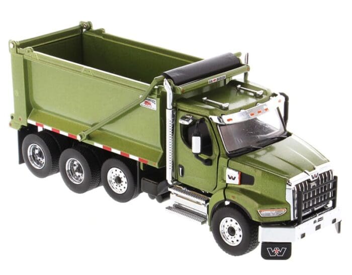 Western Star Tandem Dump Truck with Pusher Axle in Metallic Olive Green