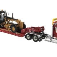 International HX520 Tandem Day Cab Tractor with XL 120 HDG Lowboy Trailer in Red and Cat 12M3 Motor Grader - Transport Series - Image 6