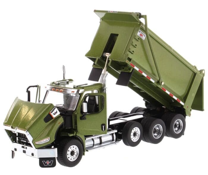 Western Star Tandem Dump Truck with Pusher Axle in Metallic Olive Green