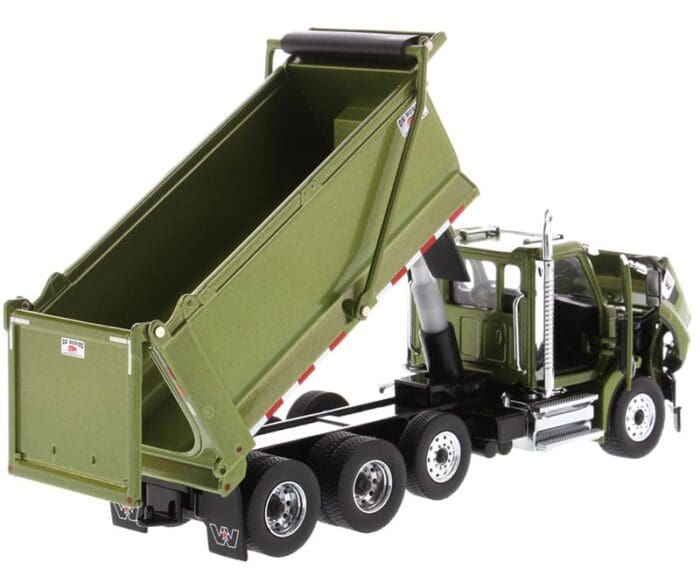 Western Star Tandem Dump Truck with Pusher Axle in Metallic Olive Green