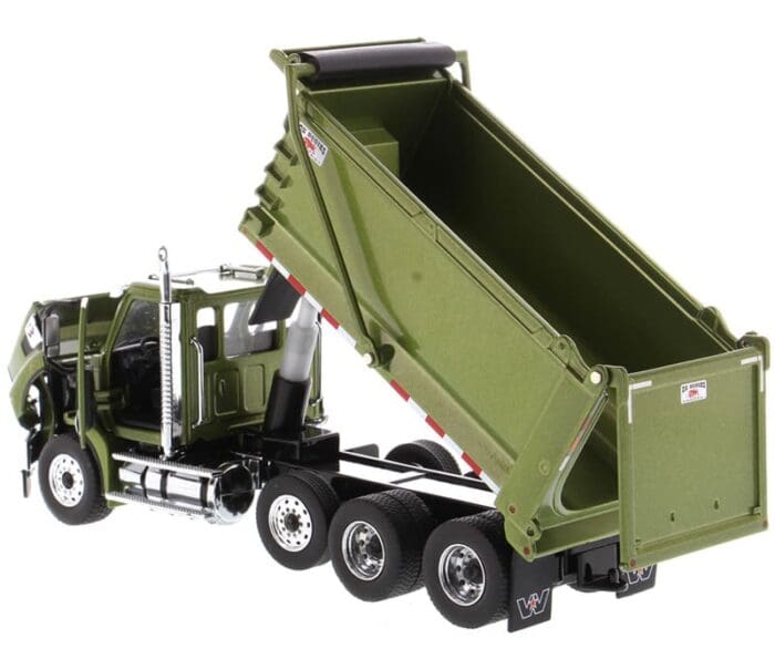 Western Star Tandem Dump Truck with Pusher Axle in Metallic Olive Green